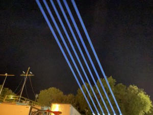Claypaky Skylos searchlights at Glastonbury 2023
