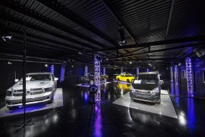 Dodge showroom in Helsingborg illuminated by Robe